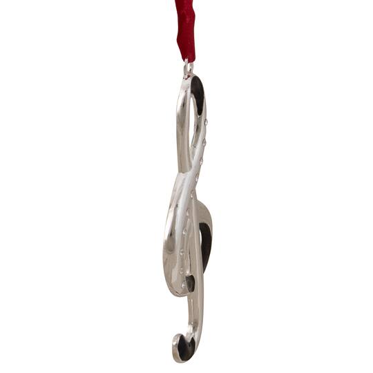 Silver Plated Clef Music Note Crystal Embellished Metal Ornament